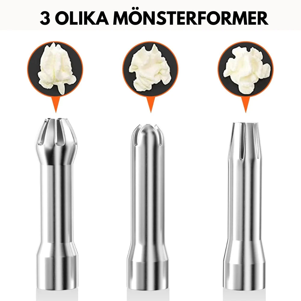 Cream Whipper | Aluminum & 3 Decorating Nozzles | 500 ml