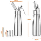 Cream Whipper | Aluminum & 3 Decorating Nozzles | 500 ml