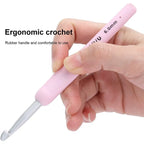 Crochet Hook Set | Ergonomic Soft-Grip Aluminum Hooks | 9-Piece With Scissors & EVA Case