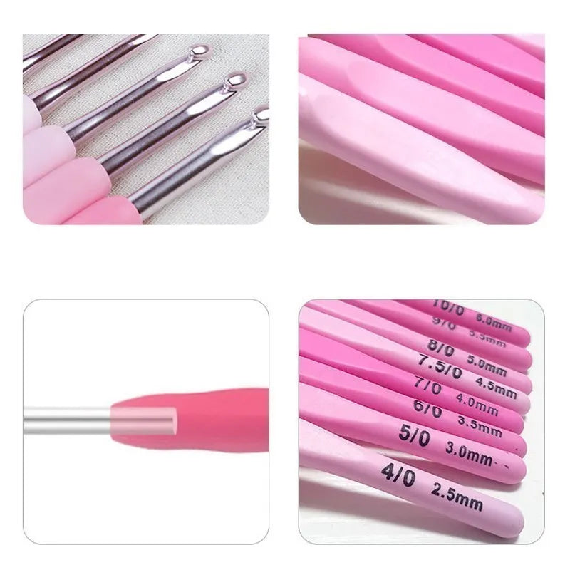 Crochet Hook Set | Ergonomic Soft-Grip Aluminum Hooks | 9-Piece With Scissors & EVA Case