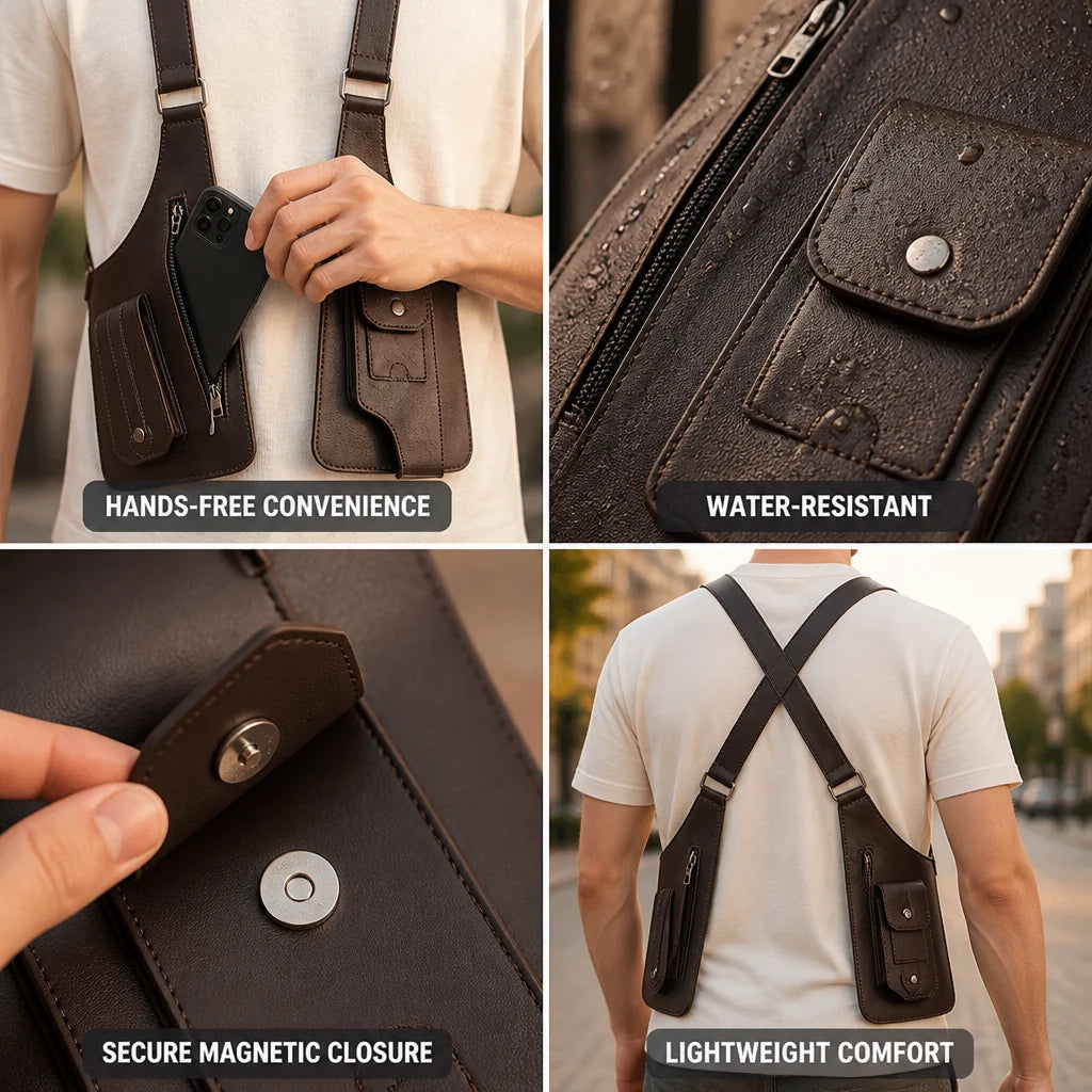 Crossbody Bag | Lightweight Water-Repellent | Hidden Zippers & Magnetic Closure