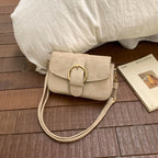 Crossbody Bag | Soft Suede & Circular Buckle | Adjustable Strap