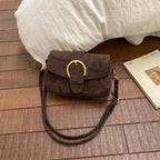 Crossbody Bag | Soft Suede & Circular Buckle | Adjustable Strap