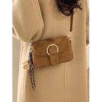 Crossbody Bag | Soft Suede & Circular Buckle | Adjustable Strap
