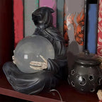 Crystal Ball Decoration | Grim Reaper LED-Lit Swirling Bats & USB-Powered