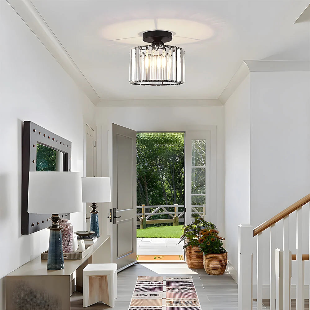 Ceiling Light | Crystal Prism Semi-Flush Design | 22 cm
