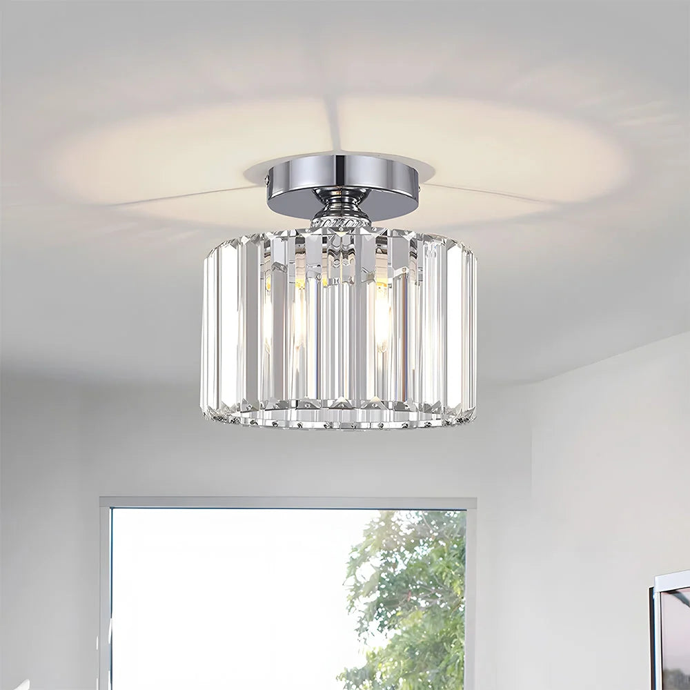 Ceiling Light | Crystal Prism Semi-Flush Design | 22 cm