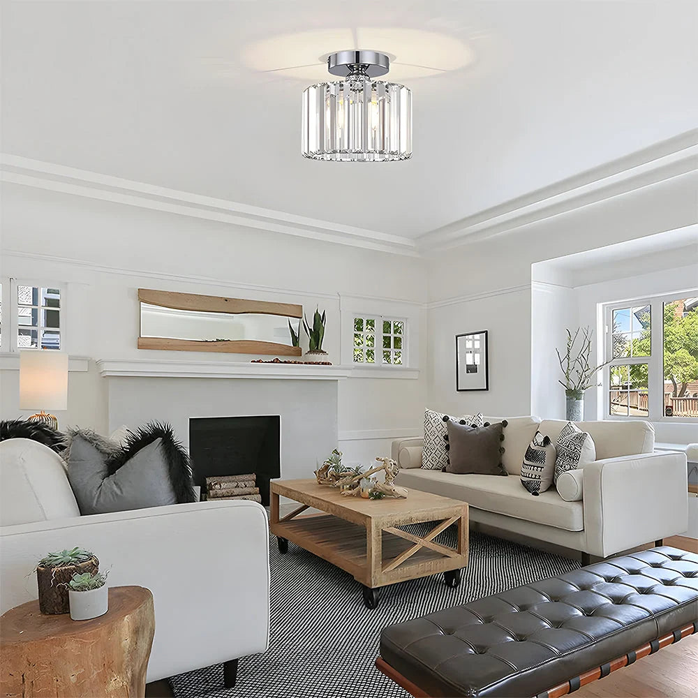Ceiling Light | Crystal Prism Semi-Flush Design | 22 cm