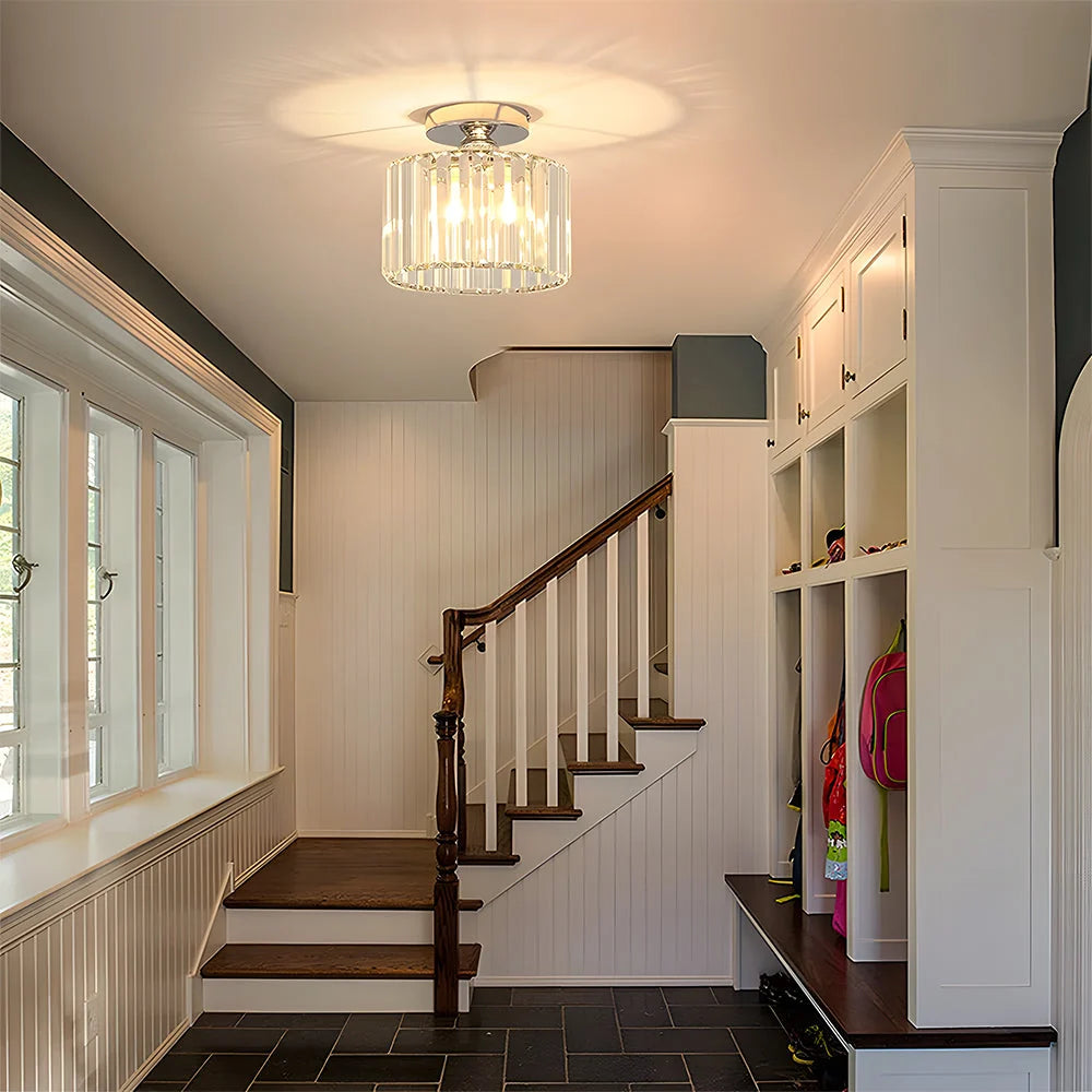 Ceiling Light | Crystal Prism Semi-Flush Design | 22 cm