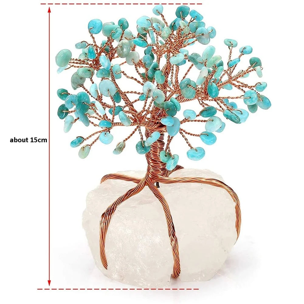 Crystal Ornament | Handcrafted Tree Of Life | Stones & Copper Wire