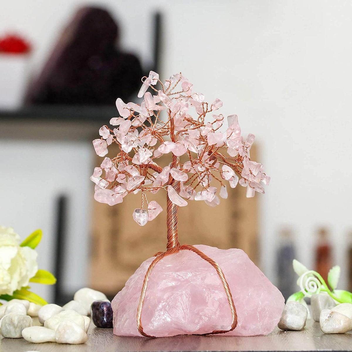 Crystal Ornament | Handcrafted Tree Of Life | Stones & Copper Wire