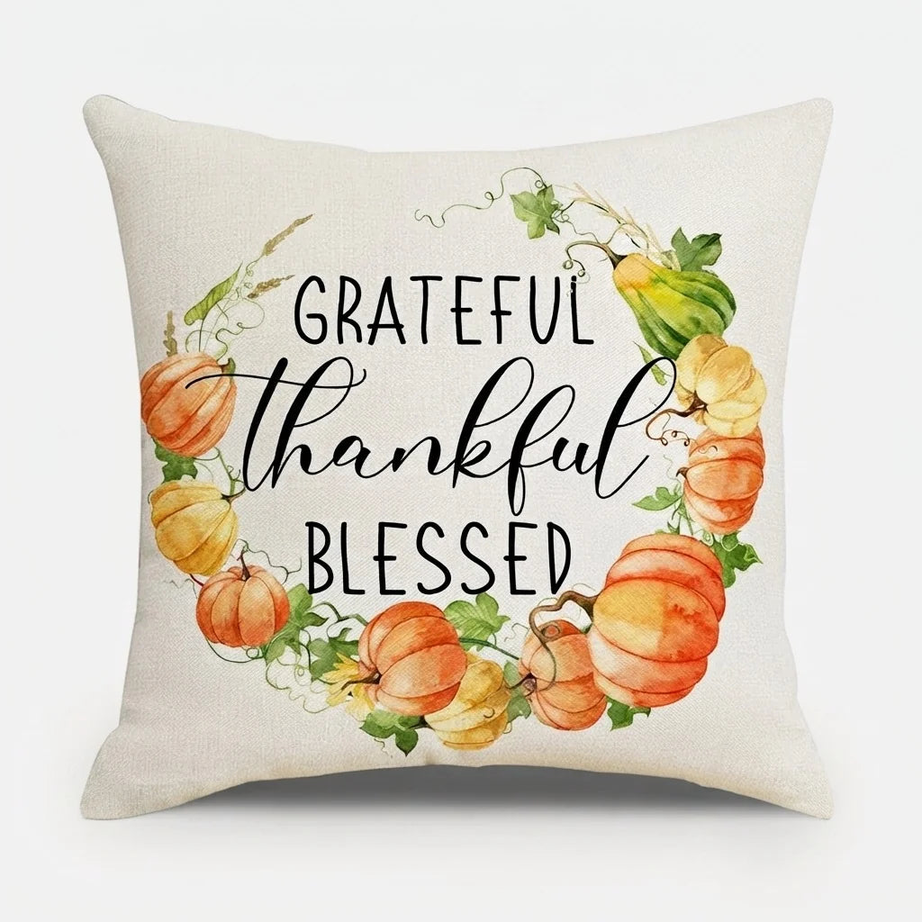 Cushion Cover | Pumpkin-Print Cotton & Machine-Washable | 45 x 45 cm