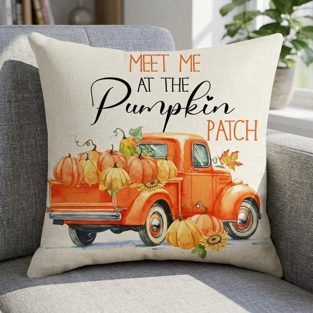 Cushion Cover | Pumpkin-Print Cotton & Machine-Washable | 45 x 45 cm