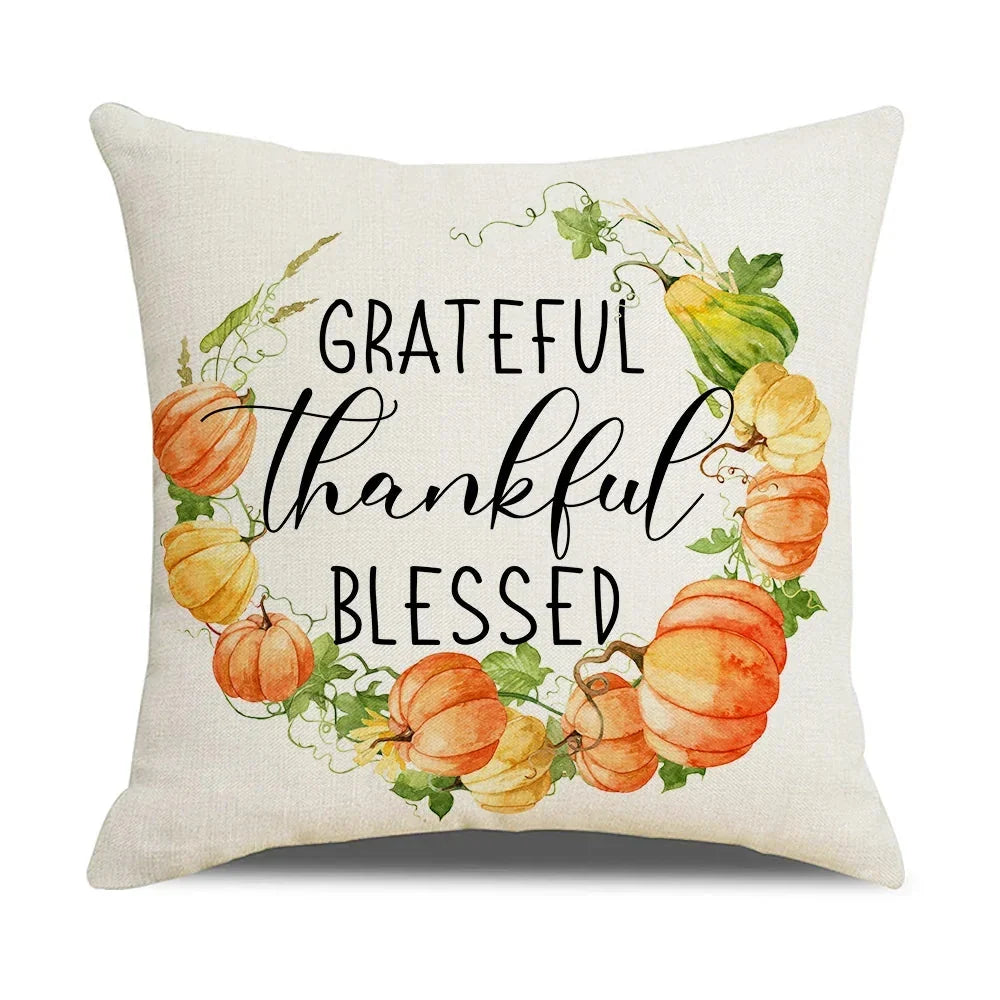 Cushion Cover | Pumpkin-Print Cotton & Machine-Washable | 45 x 45 cm