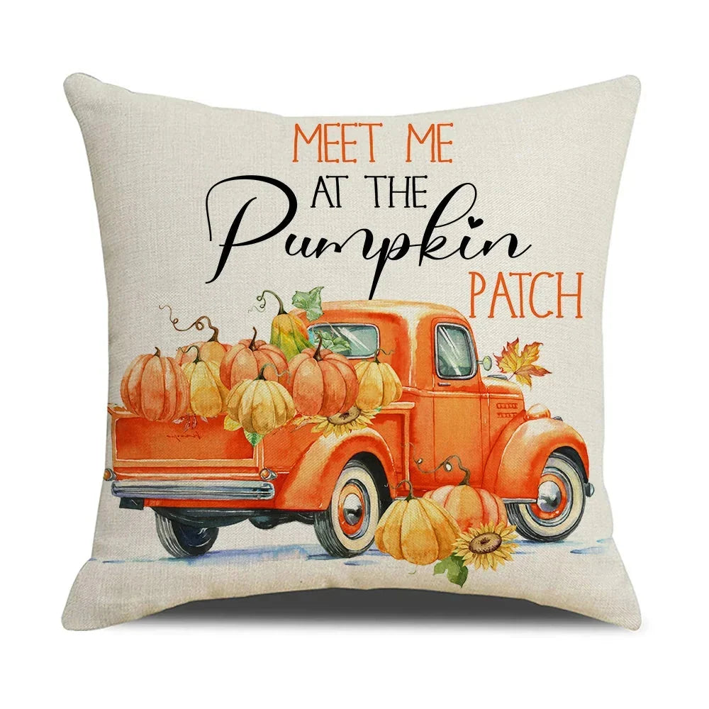 Cushion Cover | Pumpkin-Print Cotton & Machine-Washable | 45 x 45 cm