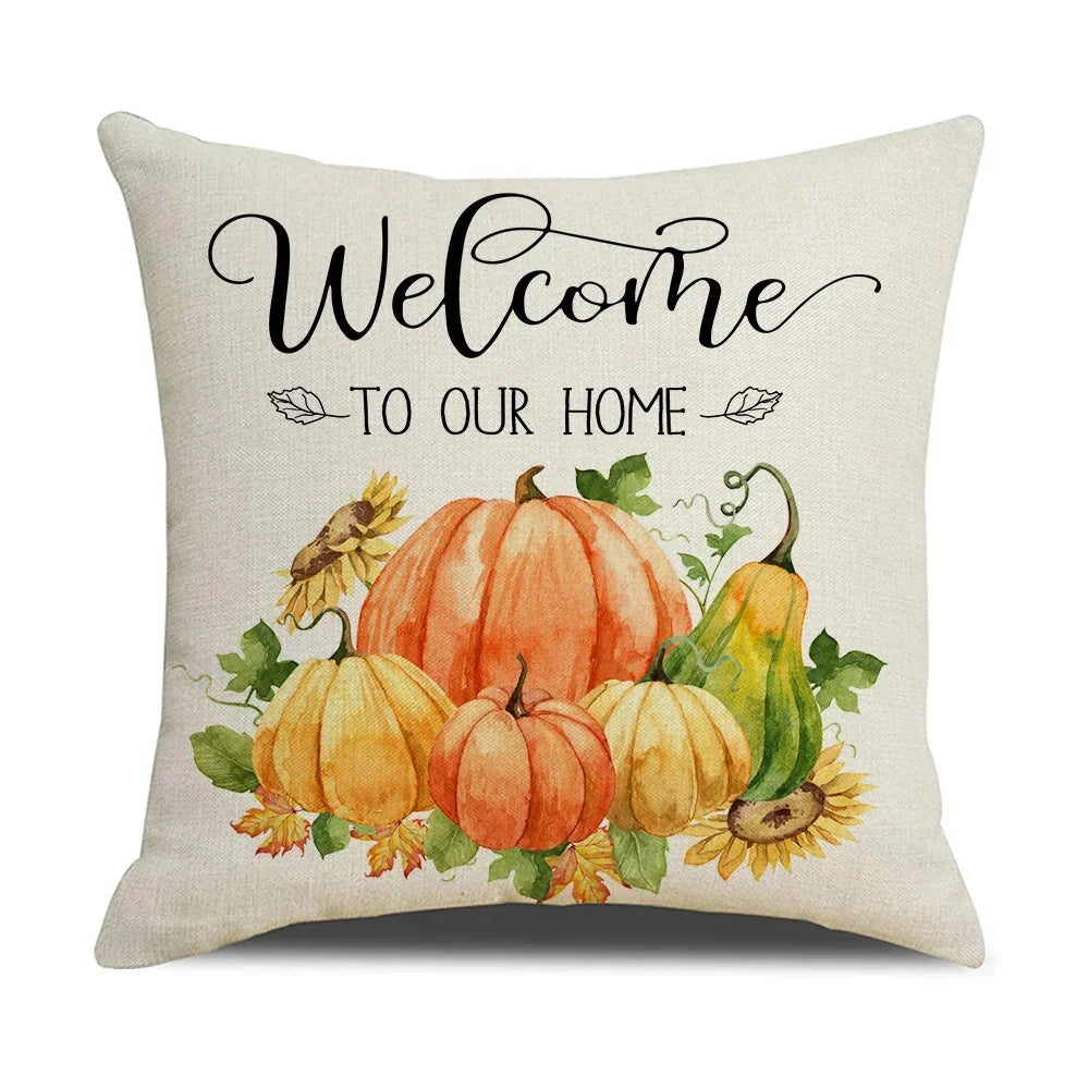 Cushion Cover | Pumpkin-Print Cotton & Machine-Washable | 45 x 45 cm