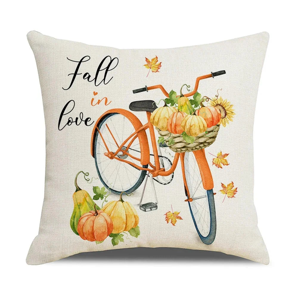 Cushion Cover | Pumpkin-Print Cotton & Machine-Washable | 45 x 45 cm