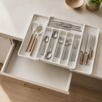 Cutlery Drawer Organizer | Expandable & Divided Compartments | Non-Slip Base