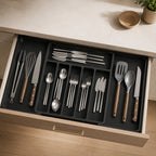 Cutlery Drawer Organizer | Expandable & Divided Compartments | Non-Slip Base