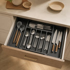 Cutlery Drawer Organizer | Expandable & Divided Compartments | Non-Slip Base