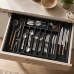 Cutlery Drawer Organizer | Expandable & Divided Compartments | Non-Slip Base