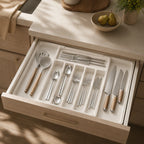 Cutlery Drawer Organizer | Expandable & Divided Compartments | Non-Slip Base