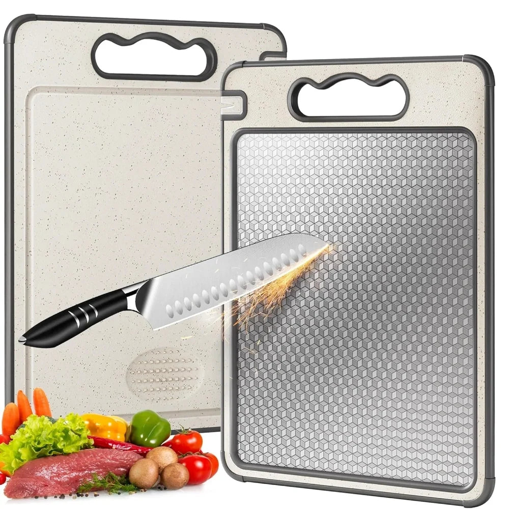 Cutting Board | Double-Sided Stainless Steel | Non-Slip & Scratch-Resistant