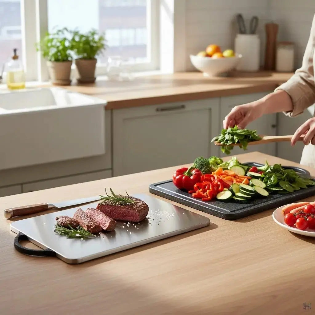 Cutting Board | Dual-Sided Stainless Steel & Textured Surfaces