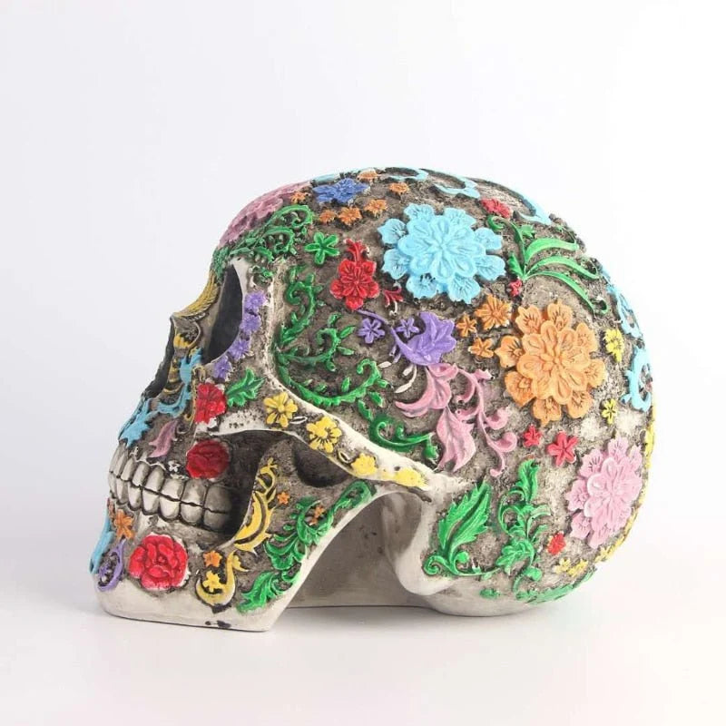 Day Of The Dead Skull Statue | Vibrant Hand-Painted & Durable