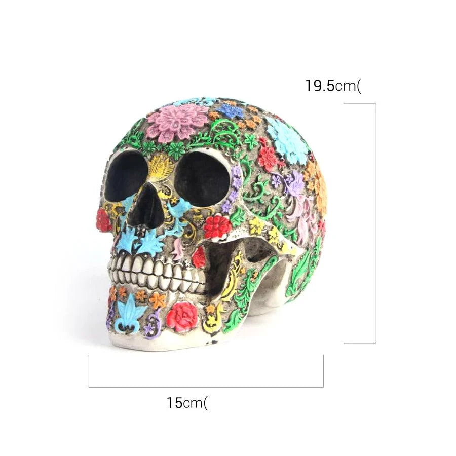 Day Of The Dead Skull Statue | Vibrant Hand-Painted & Durable