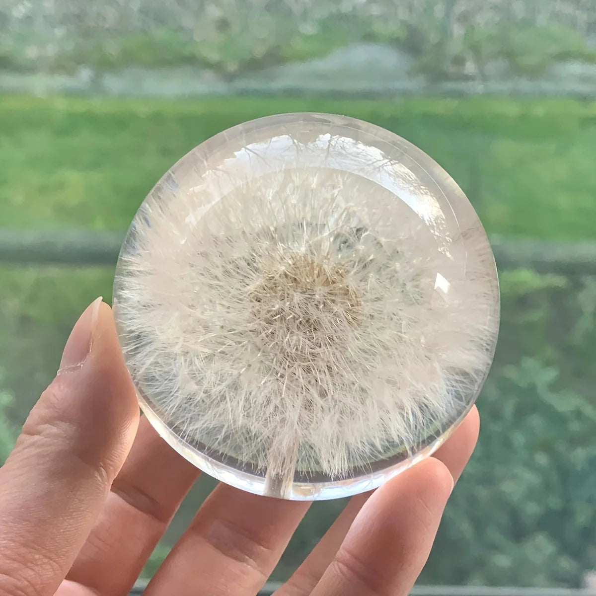 Decorative Crystal Ball | Real Dandelion Resin & Crystal Effect | 7 cm Diameter