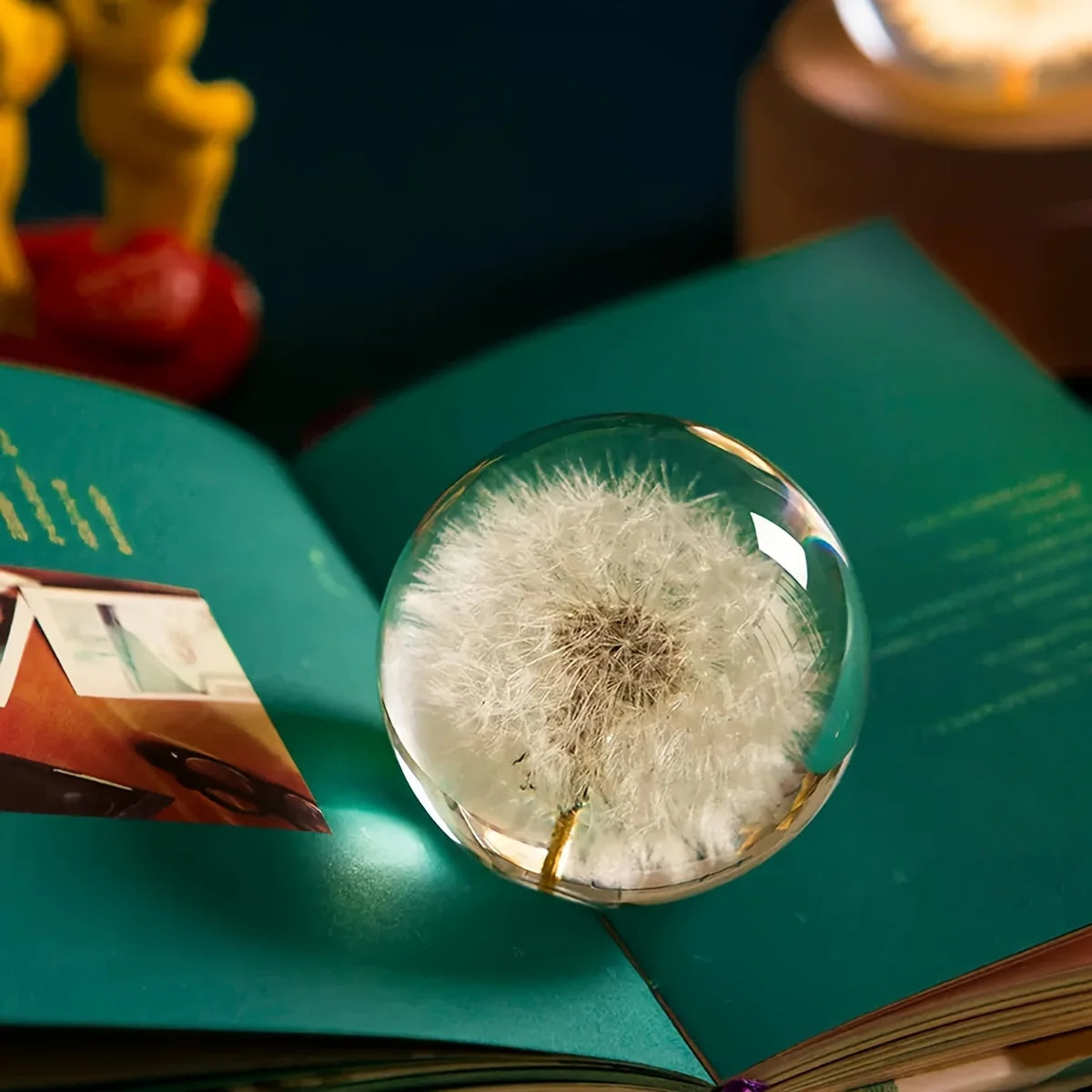 Decorative Crystal Ball | Real Dandelion Resin & Crystal Effect | 7 cm Diameter