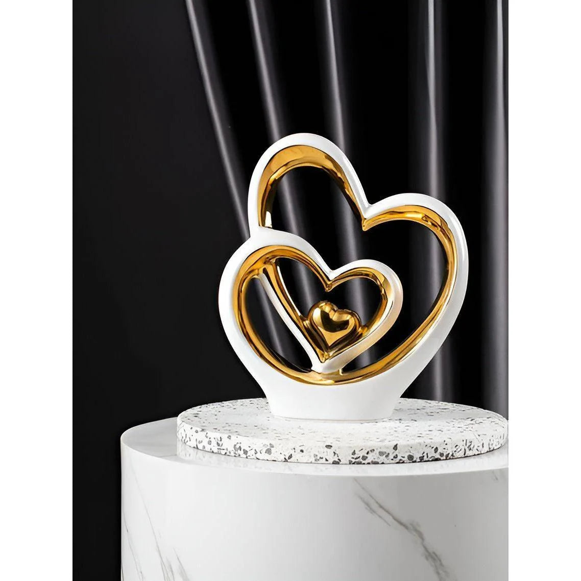Decorative Figure | Glazed Porcelain & Double Heart