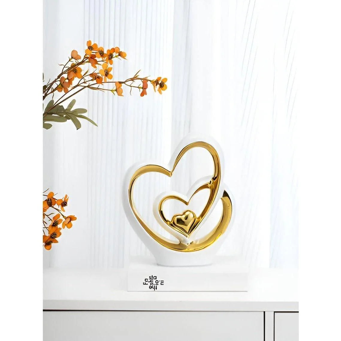 Decorative Figure | Glazed Porcelain & Double Heart