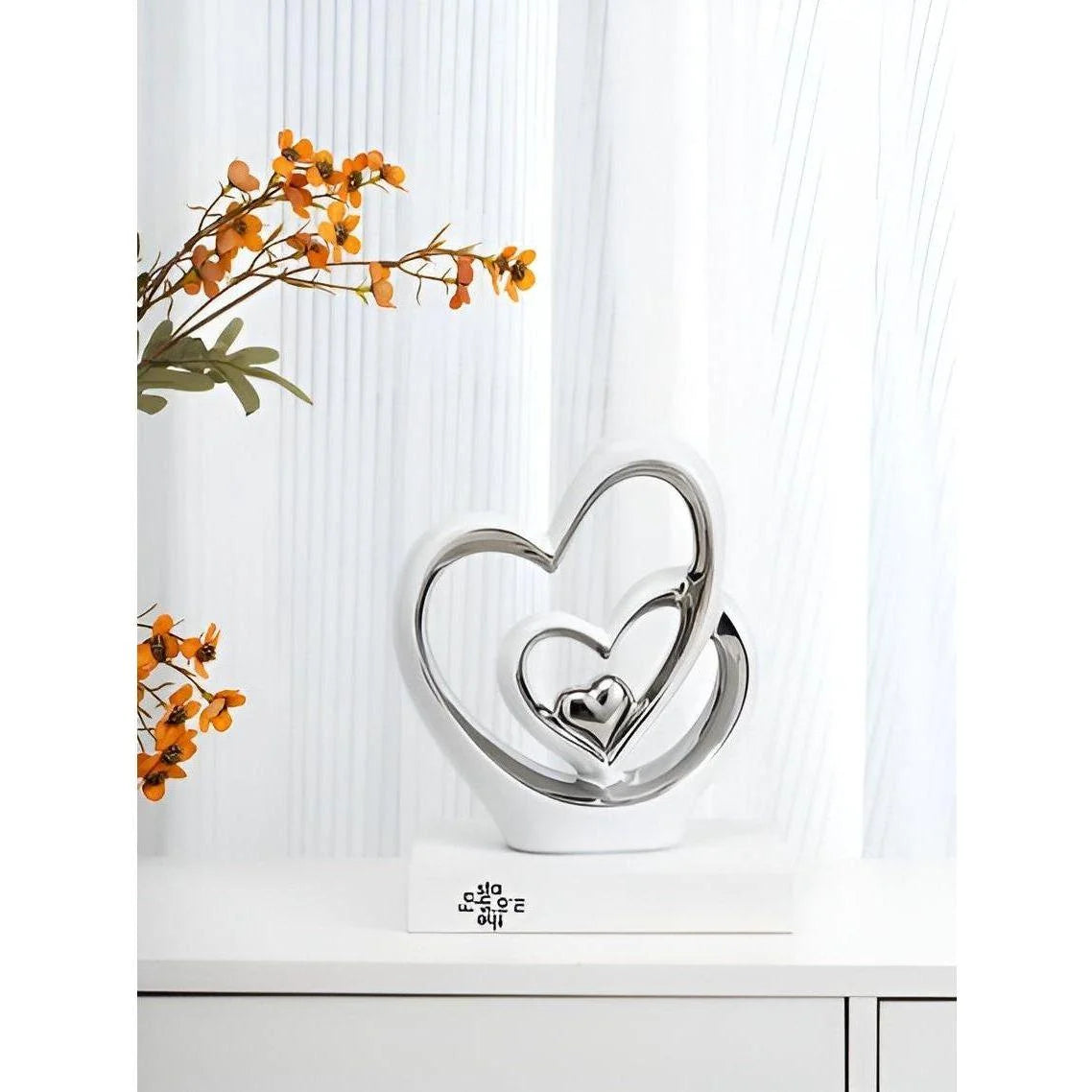 Decorative Figure | Glazed Porcelain & Double Heart