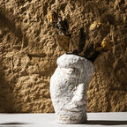 Decorative Flower Vase | Face-Inspired White Ceramic | Desk & Shelf Accent