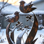 Decorative Garden Fence | Sturdy Iron & Bird-Flower Motif | 35 x 13.5 & 45 x 18 cm