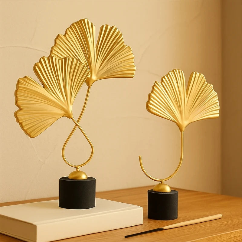 Decorative Leaf Sculpture | Ribbed Fan Design & Stable Base