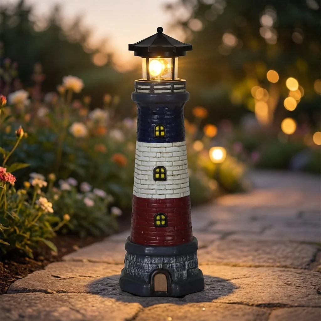 Decorative Lighthouse | Solar-Powered & Rotating Beacon