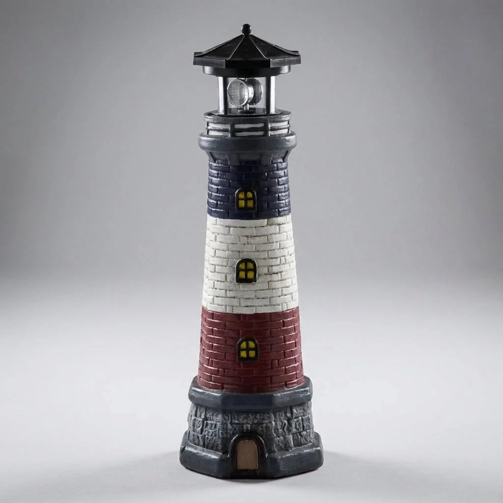 Decorative Lighthouse | Solar-Powered & Rotating Beacon