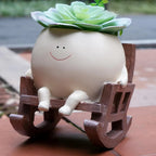 Decorative Plant Pot | Smiley Face & Resin | Compact Tabletop