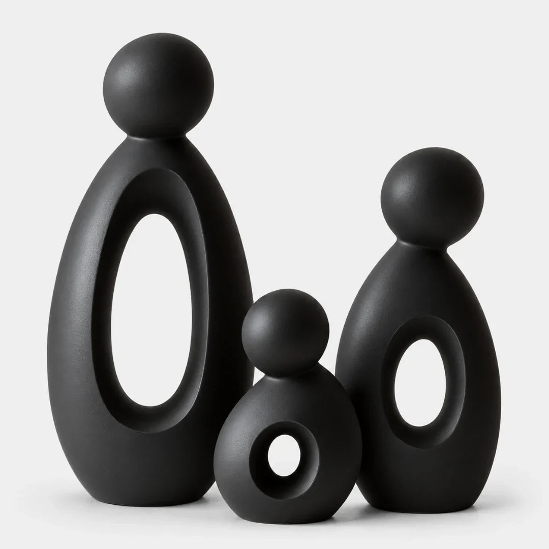 Decorative Sculpture Set | Matte Resin Minimalist & Neoclassical | 3-Piece