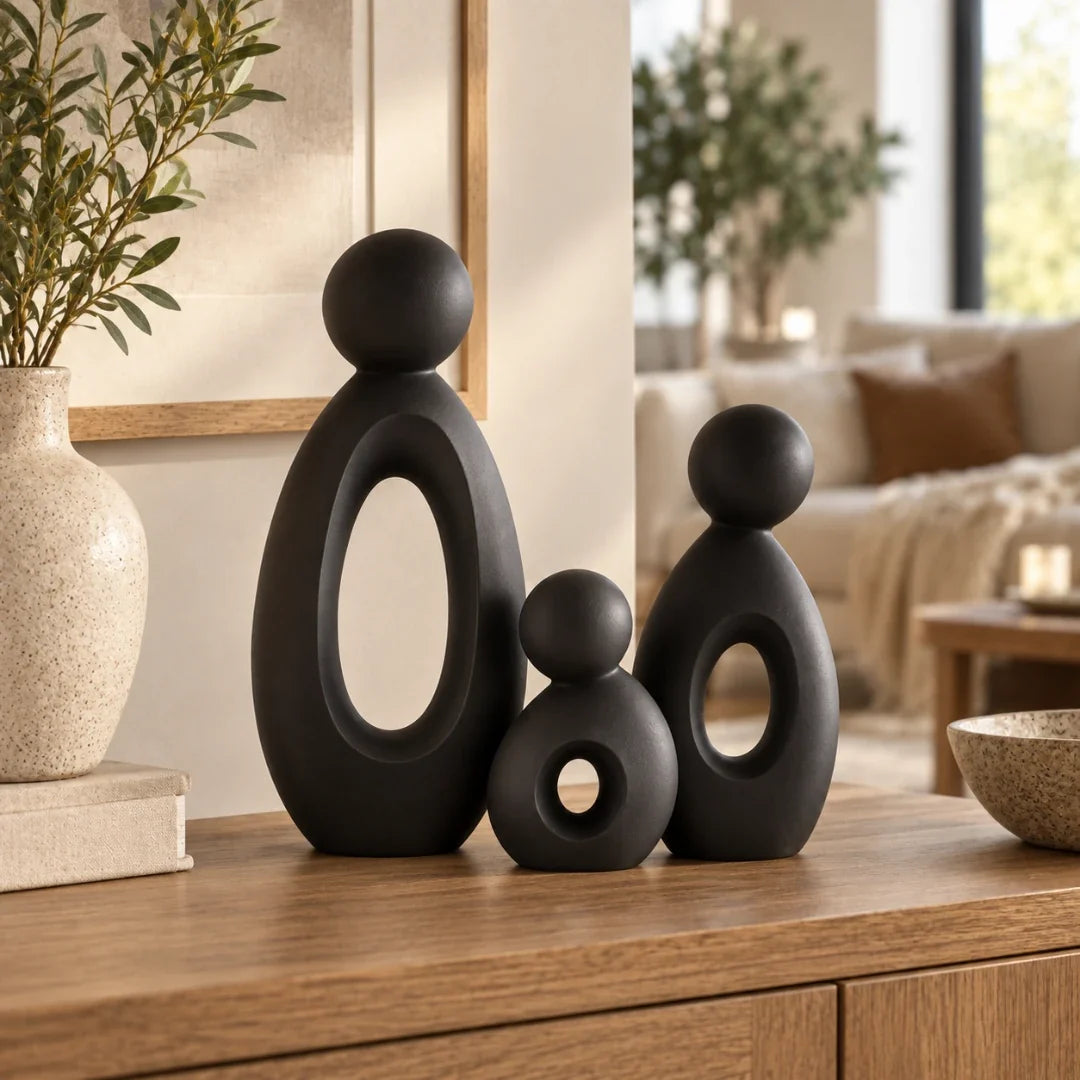 Decorative Sculpture Set | Matte Resin Minimalist & Neoclassical | 3-Piece