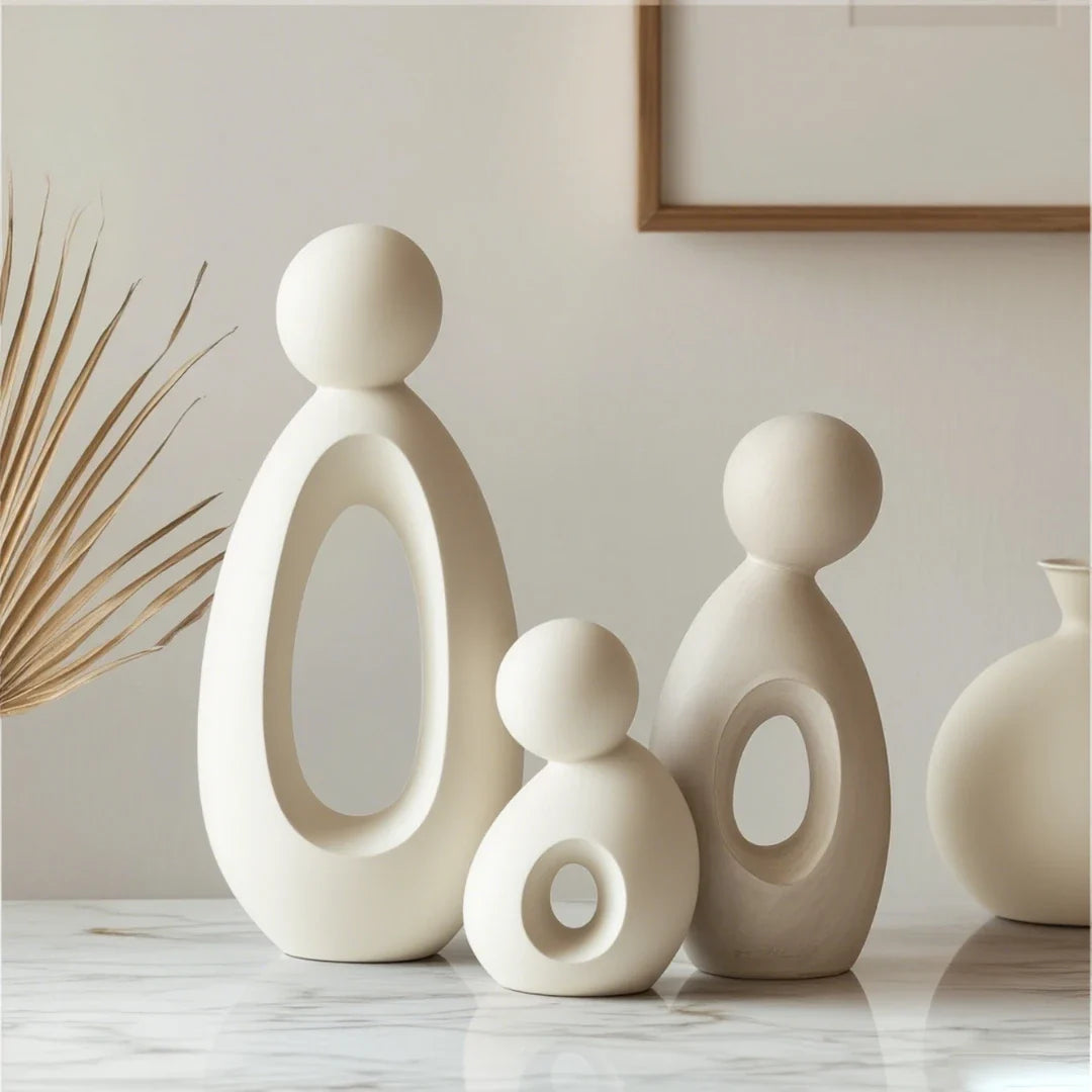 Decorative Sculpture Set | Matte Resin Minimalist & Neoclassical | 3-Piece