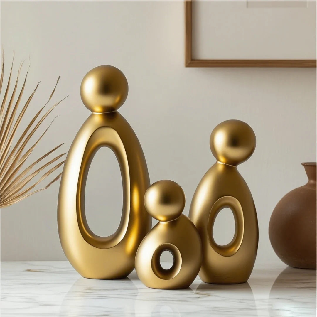 Decorative Sculpture Set | Matte Resin Minimalist & Neoclassical | 3-Piece