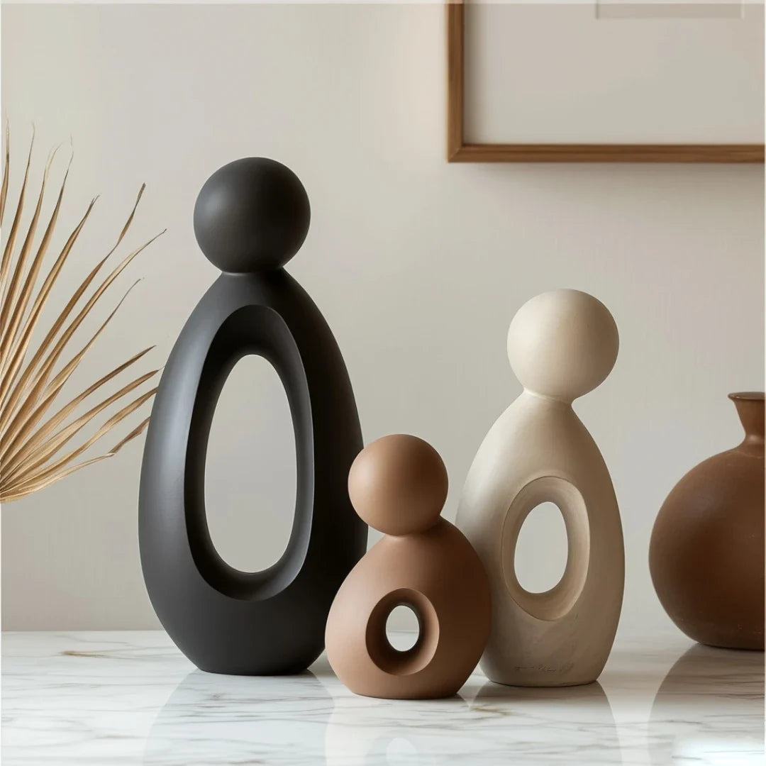 Decorative Sculpture Set | Matte Resin Minimalist & Neoclassical | 3-Piece
