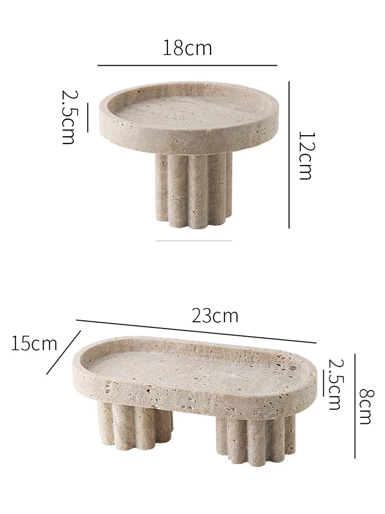 Decorative Stand | Hand-Polished Faux Travertine | Display & Serving