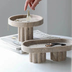 Decorative Stand | Hand-Polished Faux Travertine | Display & Serving