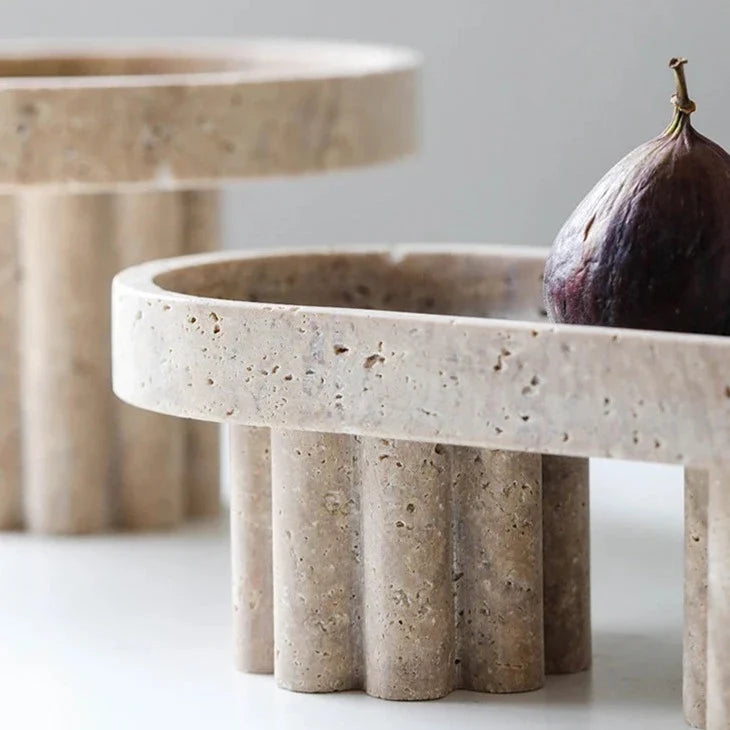 Decorative Stand | Hand-Polished Faux Travertine | Display & Serving