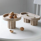 Decorative Stand | Hand-Polished Faux Travertine | Display & Serving